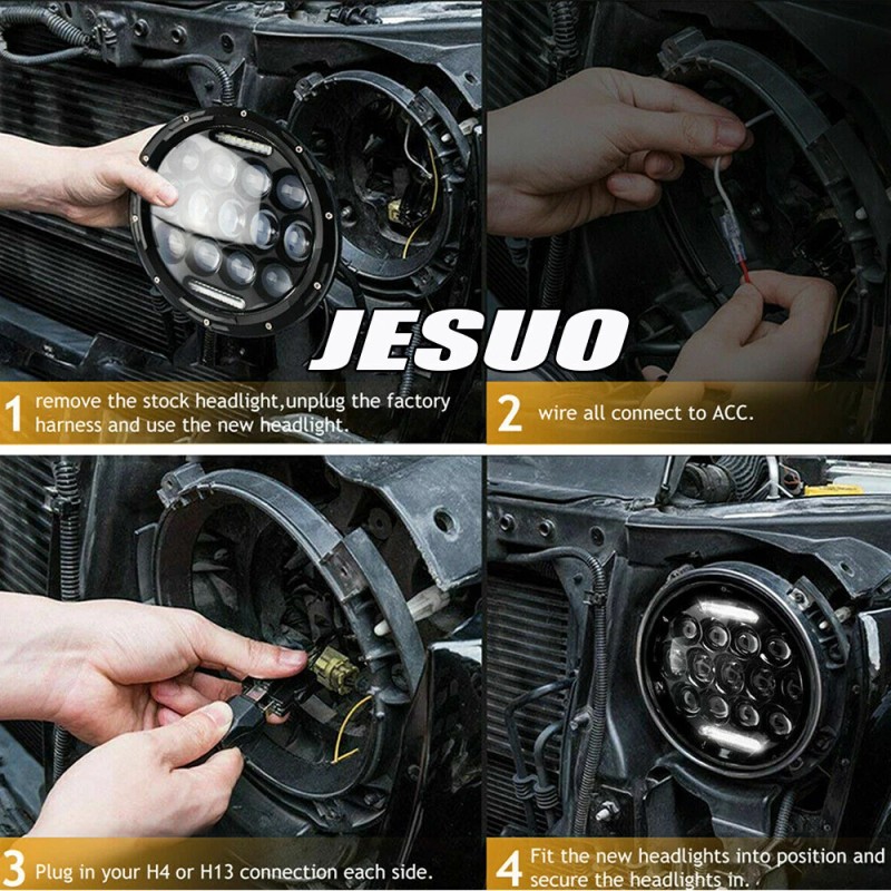 JESUO Fit Ford Mustang 1965~1973 Brightest Pair 7" Round Led