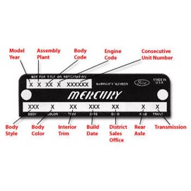 Maryland Mustang NEW!  Mercury Cougar Warranty Door Data Plate 1967 - 1969 Punched - Printed