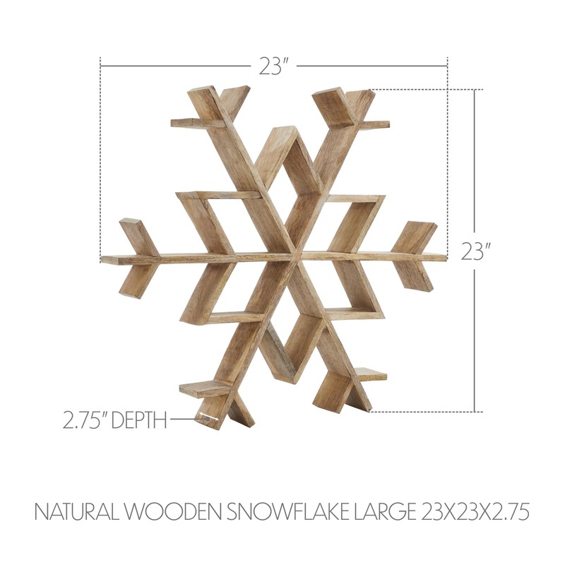 VHC Brands Natural Wooden Snowflake Large 23x23x2.75