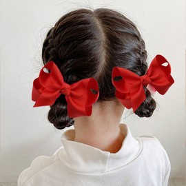 Hrlace Pack of 10 3 Inch Hair Clips Girls Small Bow Hair Clips Soft Grosgrain Ribbon Hair Bow Clips Baby Hair Clips Bow Hair Accessories for Children, Girls, Gifts, Pink