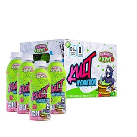 Kult Hydration RTD Electrolyte Replenishment Drink | 5 Calories | Sugar Free | 1015mg Total Electrolytes 16.9 fl oz (12 Pack) - Flavor: Strawberry Kiwi