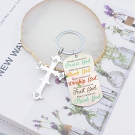 OEHEDOU Christian Gifts For Women Girls Inspirational Religious Keychain Baptism Gifts For Women Teen Girls First Communion Gifts For Girls Christening Gifts For Girls Best Religious Faith Gifts