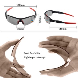 AVOWB.T.Q Polarized Cycling Sunglasses Men Women Sport Glasses with 5 Interchangeable Lenses Cycling Glasses for Bycling Running Hiking Baseball Running Glasses Casual Sports and Activities (Red)