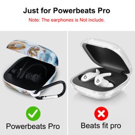 V.R.Hope Case Compatible with Powerbeats Pro Case Cover, Upgraded Anti-Lost & Shockproof Protective Case with Carabiner for Beats Powerbeats Pro (Marble Blue)