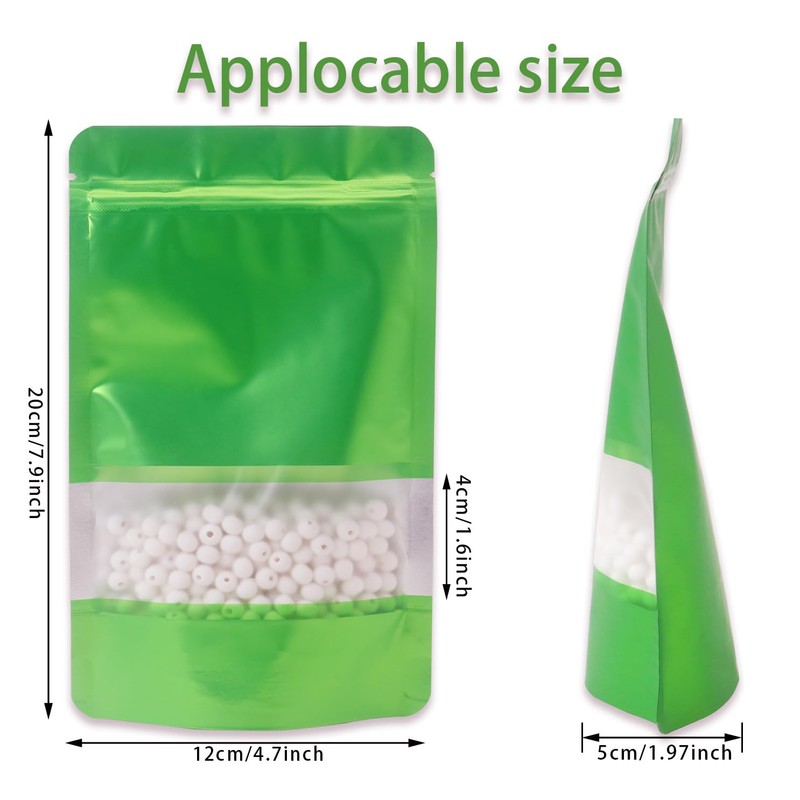PQZKLDP 50 Pieces Smell Proof Green Bags-4.7X7.9 inch Resealable Matte
