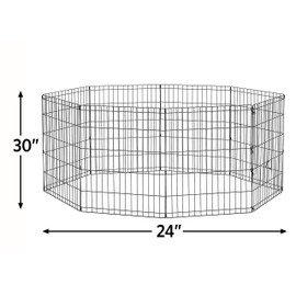 New World Folding Metal Puppy/Dog Exercise Pen, Indoor/Outdoor Playpen with No Door, Provides 16 Sq Feet of Play Space, 30-Inches Tall, Black E-Coated