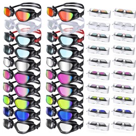 Vegemono Swim Goggles, 20 Pack Unisex Adult Swimming Goggles Upgraded Anti-Fog Anti UV No Leakage Wide View for Men Women Youth