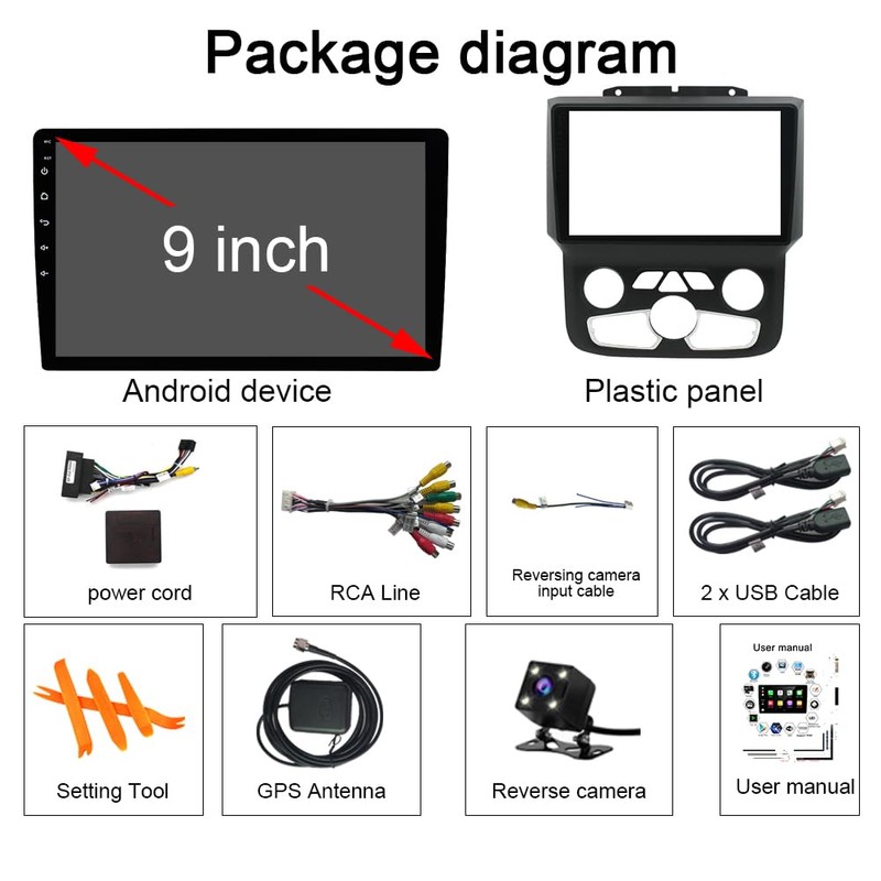 for Dodge Ram Radio 2013-2019 1500 2500 3500 9" IPS
