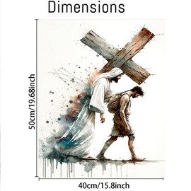 cupmod Easter Paint by Numbers Kit for Adults,Jesus DIY Acrylic Oil Painting Paint by Numbers Kits on Canvas,Adults Paint by Numbers Kits Drawing Paintwork for Home Decor 16x20inch