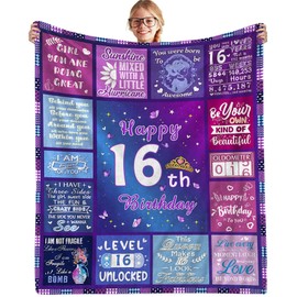 Sweet 16 Gifts for Girls, 16th Birthday Gifts for Girls, Gifts for 16 Year Old Girl, 16 Year Old Girl Birthday Gift Ideas, Sweet Sixteen Gifts for Girls, 16th Birthday Decorations Blanket 50" X 60"