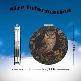 KWSAAHU Double-Sided Pocket Compact Mini Makeup Mirrors 1x, 2X Magnifying Mirror Portable Foldable Round Small Purse Mirror Suitable Daily Travel Party for Woman Man - Cool Owl