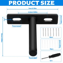 8 Pcs 2.95 Inch/75mm Floating Shelf Brackets Heavy Duty, Black Metal Hidden Invisible Shelf Brackets for Shelves Wall Mounted Backdrop WoodenShelf Supports Decoration(Black)