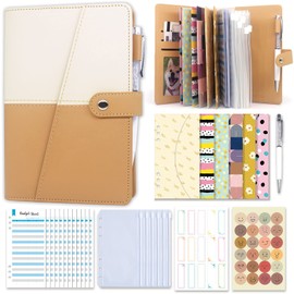 Budget Binder with Cash Envelope, Ginmlyda A6 Budget Binder for Money Saving Budget Book with Budget Sheets, Zipper PVC Pockets, Cash Envelopes, Stickers & Pen, Money Binder Organizer for Cash
