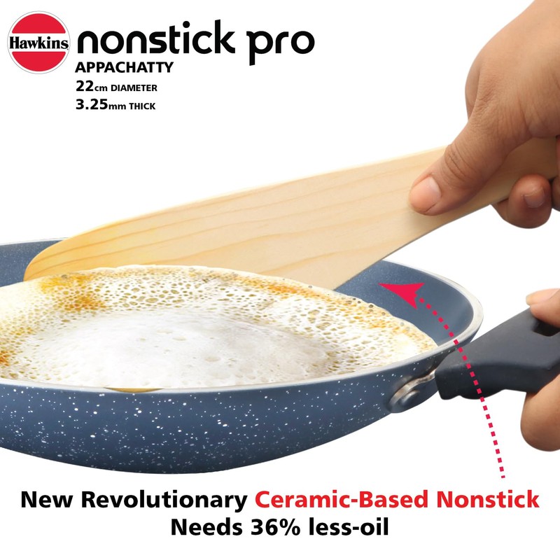 Hawkins Nonstick Pro 0.9 Litre Appachatty, Mini Kadhai, Appachatti, Appachetty,