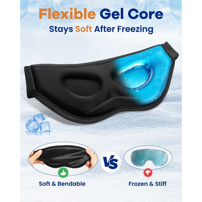 3D Contoured Cooling Eye Mask for Puffy Eyes Migraines (2