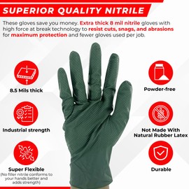 GLOVEZILLA 2-PLY 8.5 MIL Thick Industrial Nitrile Gloves, Disposable, Rip Resistant, Raised Diamond Texture for Grip, 2 Layer, Small (1000 Count)