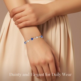 LOUISA SECRET Birthstone Bracelets for Women, 925 Sterling Silver or Brass Plated with Rose Gold Charm Link Bracelets Birthday Anniversary Christmas Gift for Women Wife Mom Girlfriend Lady