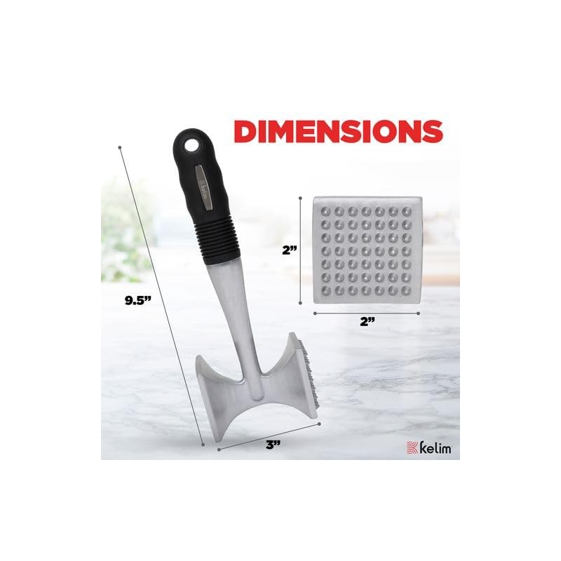 Kelim Meat Tenderizer Mallet - Heavy Duty Aluminum Meat Mallet