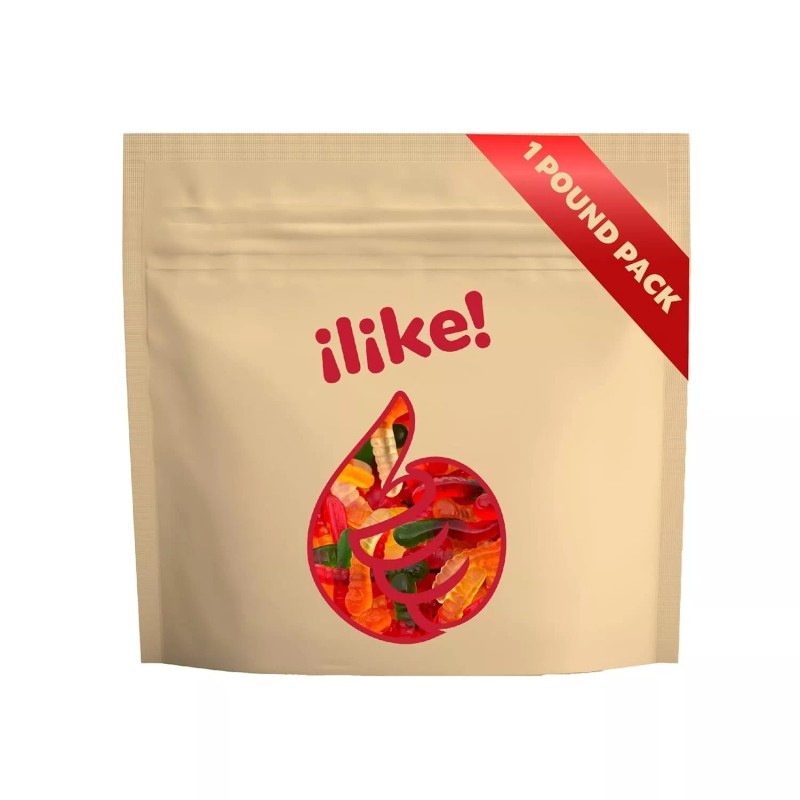 iLike! Mini Gummy Worms Candy, Assorted Fruit Flavors, 1-Pound (Pack