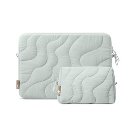 tomtoc 360 Protective Puffy Laptop Sleeve Set for 15-inch MacBook Air M4/A3241 2025, M3/A3114, M2/A2941, Quilted Soft Puffer Bag with a Tech Pouch for 15-inch Surface Laptop 7(Copilot+ PC)/6/5/4/3