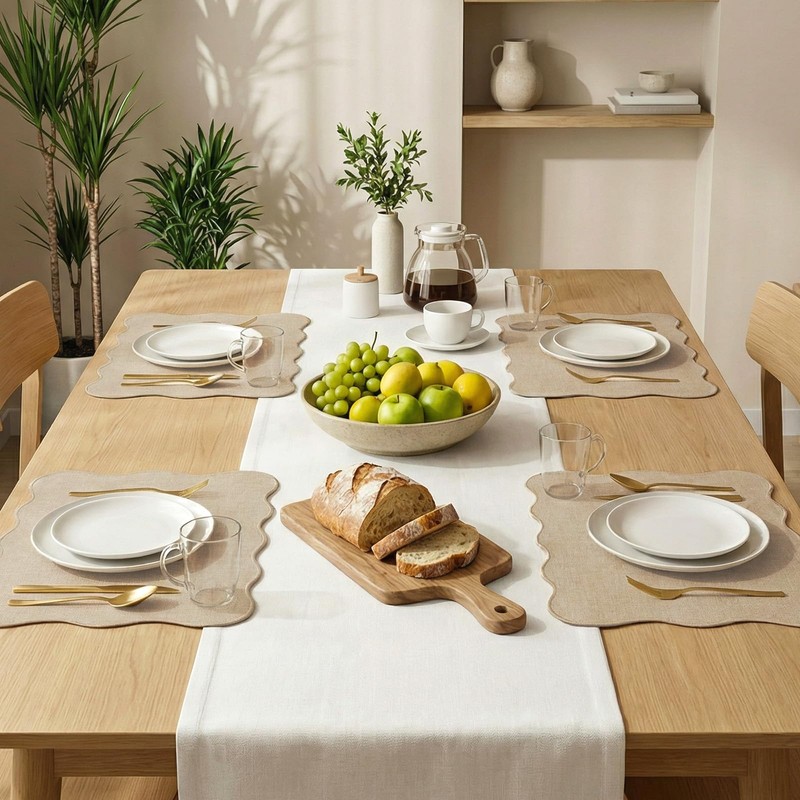 AHHFSMEI Faux Linen Placemats Set of 6 Heat Resistant Non-Slip