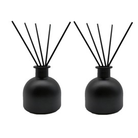 2PCS Perfume Reed Diffuser Bottle,Empty Glass Container 100ml Fragrance Accessories use with Black Sticks for DIY Replacement (Matte Black)