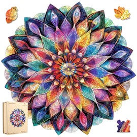 Ruikiyart Colorful Crystal Flower Wooden Jigsaw Puzzles for Adults Puzzles 500Pcs Unique Irregular Shape Cut Family Puzzles for Kids and Adults on Birthday,Festivals 16.7”x16.5”