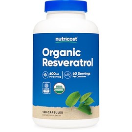 Nutricost Organic Resveratrol (600mg) 120 Capsules, USDA Organic, 60 Serv | Gluten-Free, CCOF Certified, Vegan, GMO-Free