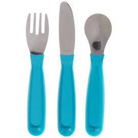 NUK Kiddy Cutlery Fork, Knife, and Spoon Set, 3 Pack, 18+ Months