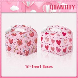 CPTBAG 12 Pack Valentine's Day Party Favors Boxes Valentine's Day Candy Goodie Boxes Love Heart Boxes Gift Treat Boxes for Valentines Day Mothers Day,Anniversary Wedding Party Decorations