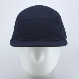 Solid Cotton Twill Square Flat Brim Adjustable Camper Cap (Navy)