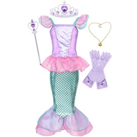 KumSoomliy Girls Pincess Mermaid Costume Dress Fancy Party Dressing up Dresses Fairy Tales Childs Outfits Evening Clothes Pink 3-4 Years 110