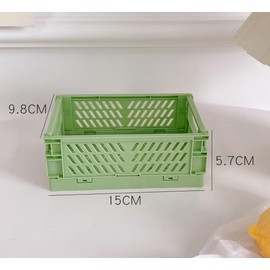 Clapoyis Folding Container, 3.9 x 5.9 x 2.2 inches (9.8 x 15 x 5.7 cm), Mini Tabletop Basket, Desk Storage (Green)