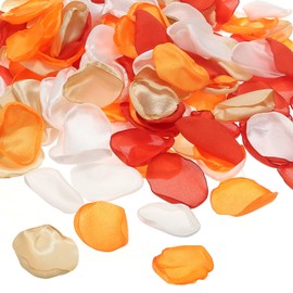 PATIKIL Silk Rose Petals, 400 Pcs Artificial Flower Petals Fake Rose Petals for Wedding Aisle Scatter Bridal Shower Table Decor Romantic Night Decoration, Orange Mixed