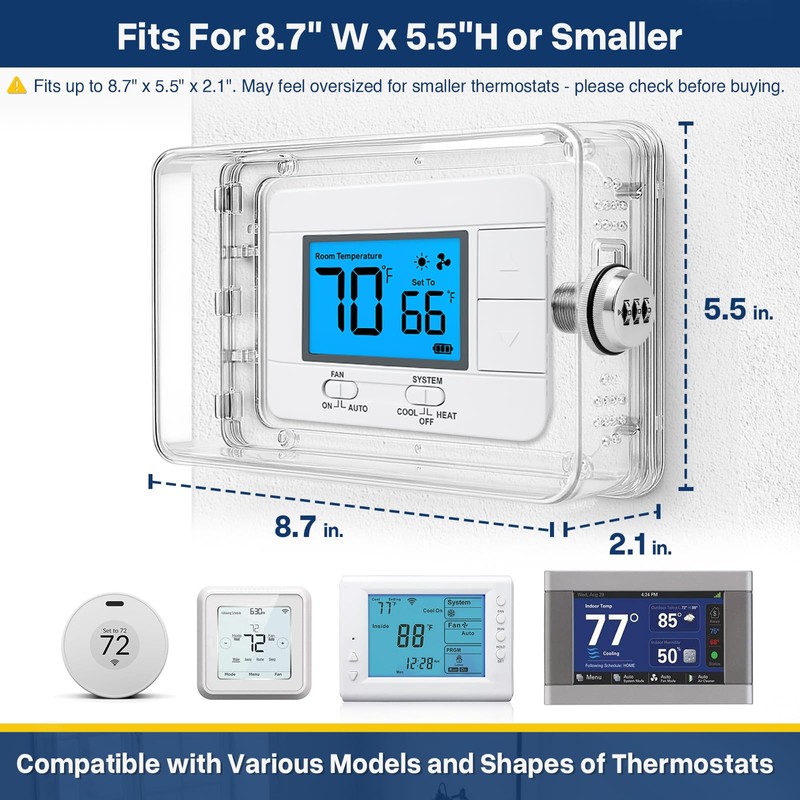 Pihode Thermostat Lock Box with Combination Lock, Universal Keyless Large