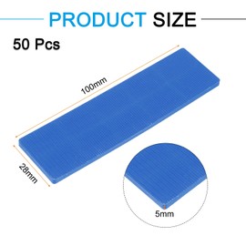 QUARKZMAN Pack of 50 Plastic Spacers 100 x 28 x 5 mm Tile Wedges Spacer Plates Levelling Plates Spacer Blocks for Windows Blue