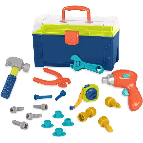 Battat – Battat Busy Builder Tool Box – Durable Kids Tool Set – Pretend Play Construction Tool Kit for Kids 3 years+ (20-Pcs)