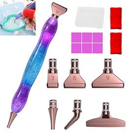 16pcs Rose Metal Tips Diamond Painting Pen Kits, 6pcs Stainless Steel Tips, 6 Glue Clays, 2 Finger Sleeves, 5D Diamond Painting Accessories Tools for DIY Craft, Comfort Grip and Faster Drilling