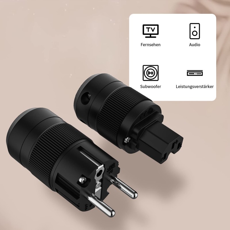 Tertullus 1 Pair Brass Rhodium-Plated High End Schuko Plug +