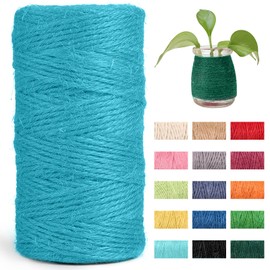 JeogYong Jute Twine String 2mm 328 feet Thick 3-Ply Natural Jute Rope Hemp Twine for Crafts Gift Wrapping Packing Gardening Wedding and Christmas Decorations (Blue)