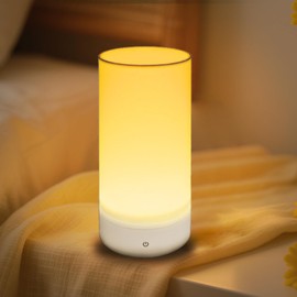 Colorful Life Rechargeable Night Light for Kids & Adults – Touch Sensor Bedside Lamp, Soft RGB & White Light, USB Charging, Dimmable Ambient Light for Bedroom, Hallway (White+Colorful, USB Charging)