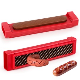 COSPELEY Hot Dog Cutter Tool - Pop-Out Hot Dog Slicer Criss Cross, Stainless Steel Blades, Suitable for Kitchen, Grilling, Tailgating, Camping and Backyard Outdoor BBQ - 11 Inch - Red