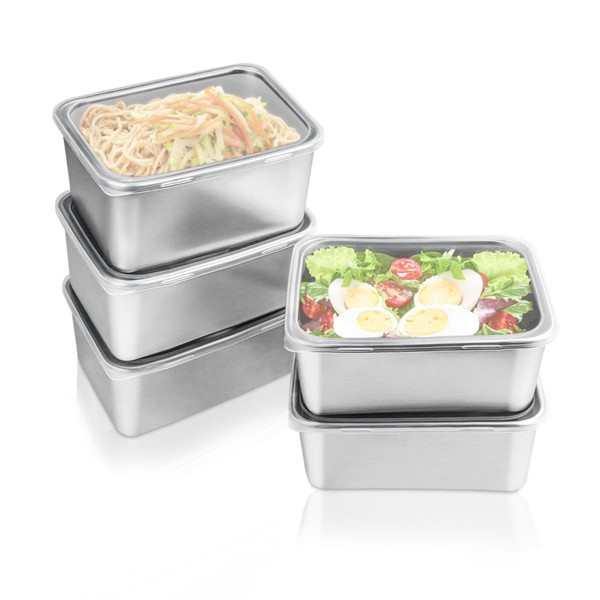 Betinyar 5Pcs Stainless Steel Food Containers with Lids, Reusable Containers