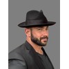 Wool Crushable Fedora Hats for Men Women Black Lightweight Wide