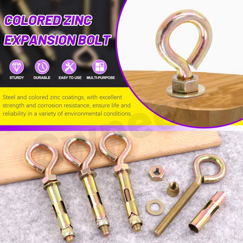 Swpeet 8Pcs M12 Thread Wall Concrete Brick Expansion Screws Closed