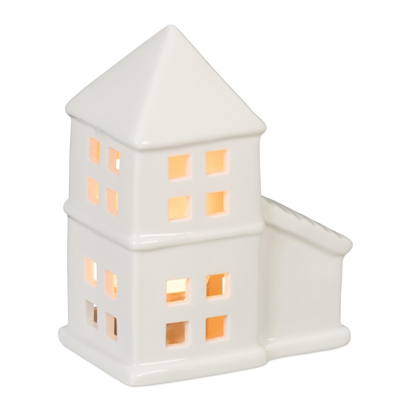Relaxdays Ceramic Tea Light House, Light House for 1 Tea