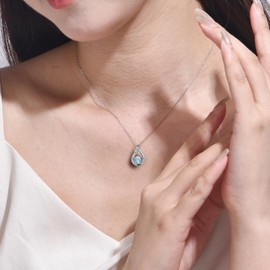 FH.bird Pink Tourmaline Necklace, Popular, Simple, 12 Month Birthstone, Forever Love, 925 Silver, Hypoallergenic Necklace, Pendant, High School Students, Girls, Birthday Gift, Silver, Zirconia