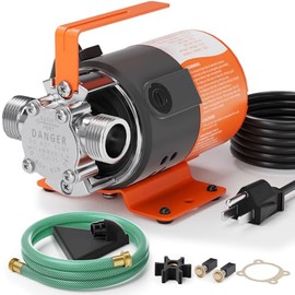 Cleartide Water Transfer Pump 12V DC, 1/10HP 330GPH Utility Water Pump Electric With 6ft Suction Hose Kit, Portable Small Water Pump For Pool Draining, Removing Water From Rain Barrel.