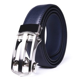 Men's Belt Genuine Leather Dress Belts Ratchet Automatic Buckle Size Customized (44/46, Navy)