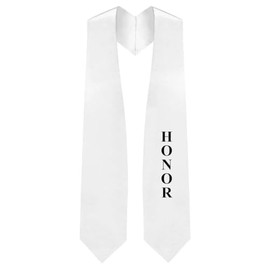 CLERKMANS Valedictorian Graduation Stole - 2 Colors - Length & Width Fits All Body Types - Premium Quality Graduation Stoles - One Size Fits All - White